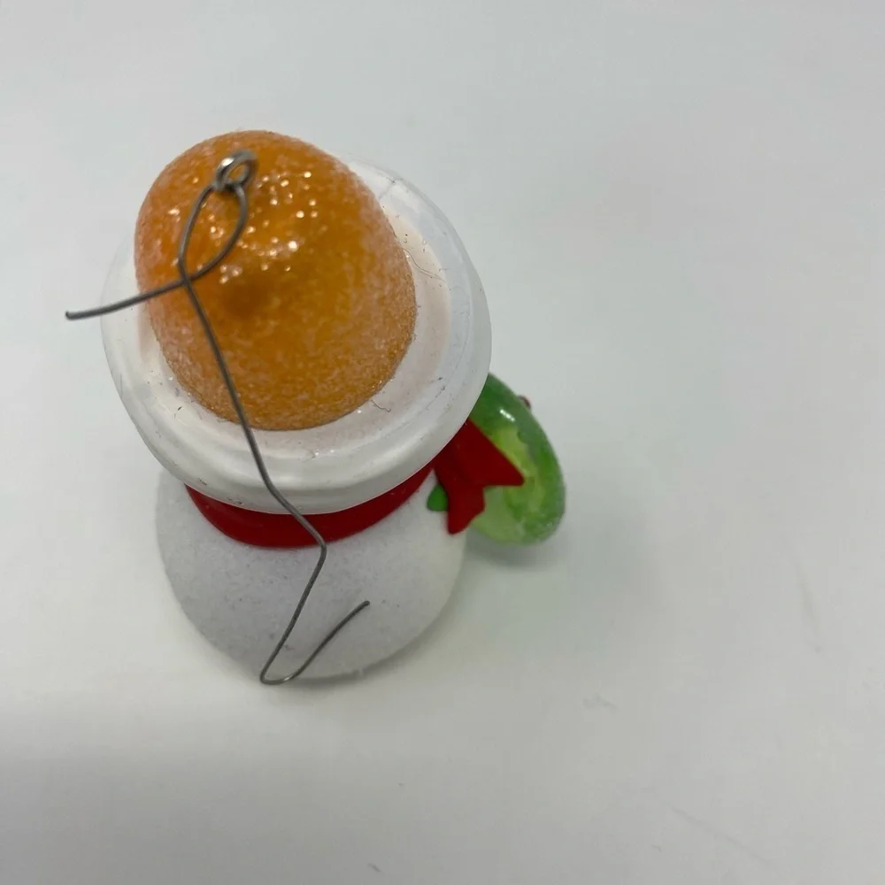 Glittery Snowman Ornament with Orange Hat